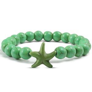 GREEN Marbled Sea Star Beaded Bracelet OS